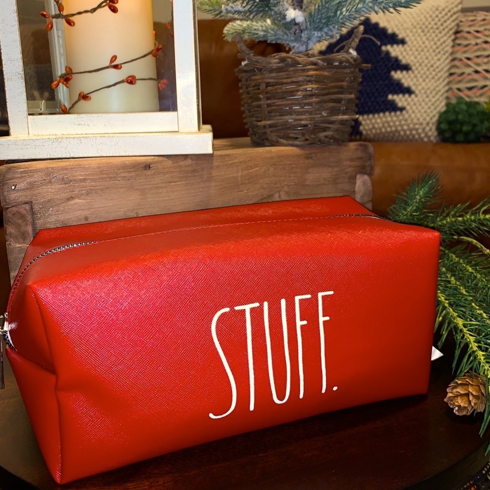 Rae Dunn Red STUFF cosmetic bag. Dopp kit. NWT